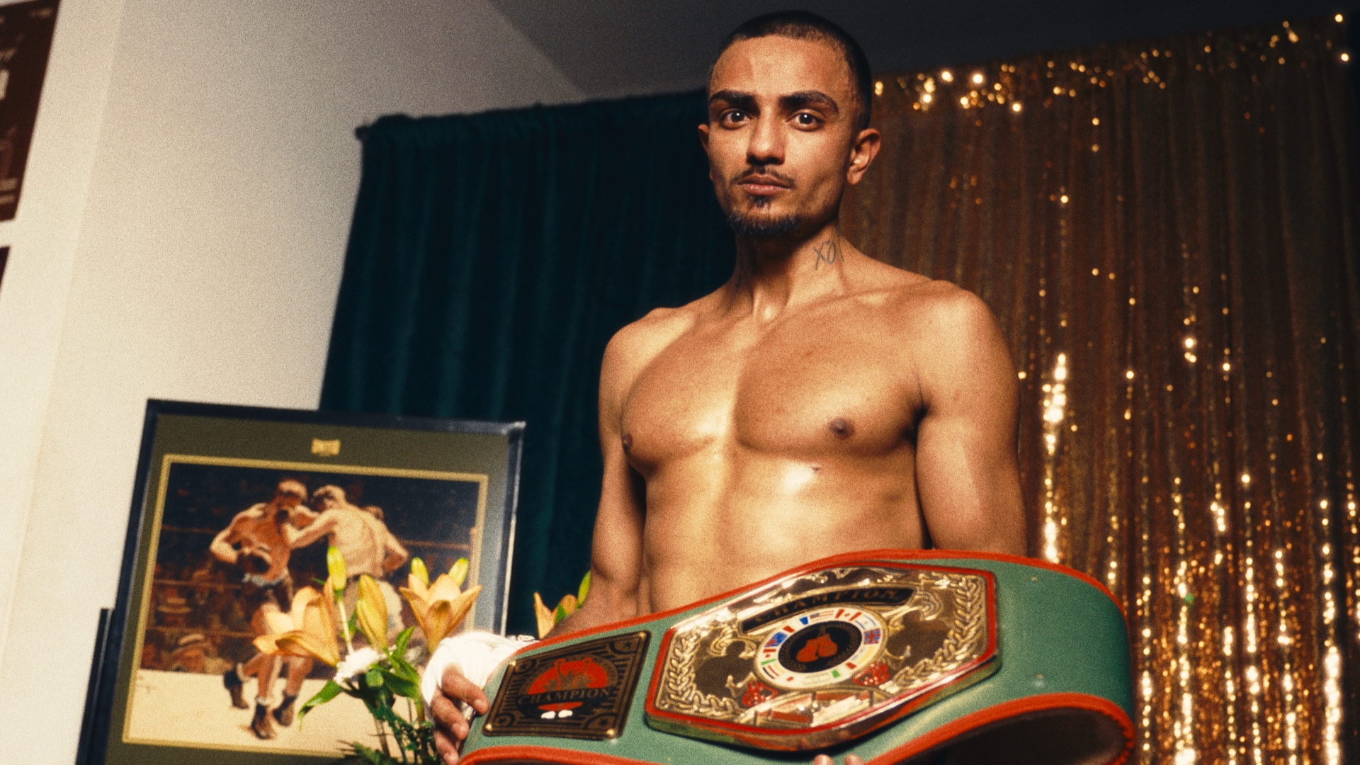Sports cover — boxer with championship belt